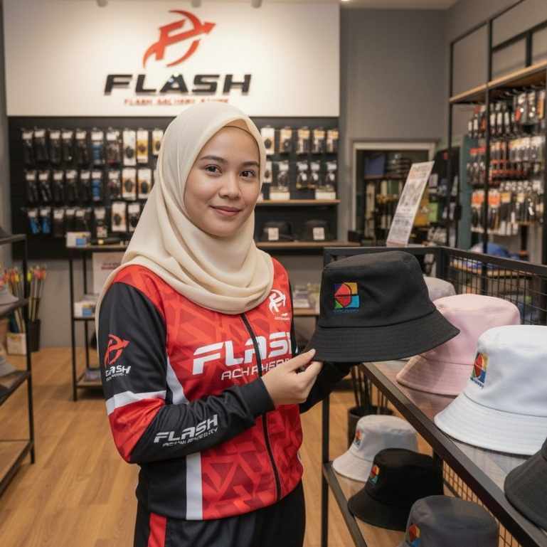 Topi Panah | Bucket Hat Archery | Logo Bordir