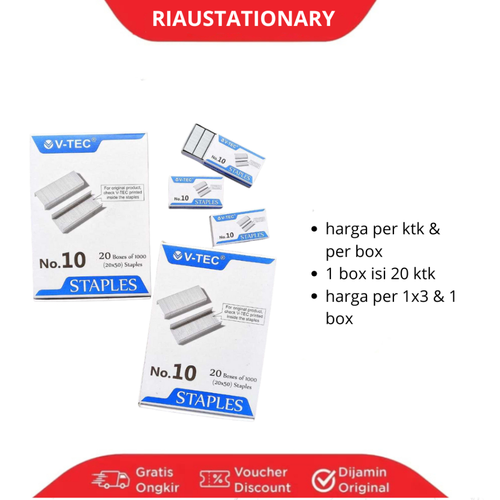 Isi Staples Tembak Vtec 10 - Kuat untuk Jok Motor