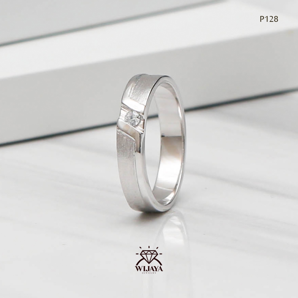 READY STOCK Cincin Nikah Emas Putih Asli Simple Elegan bisa Resize Bergaransi - WIJAYA Jewelry