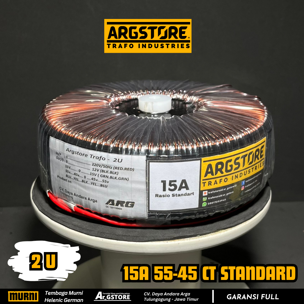 Trafo toroid donat 15A 55V CT Helenic German