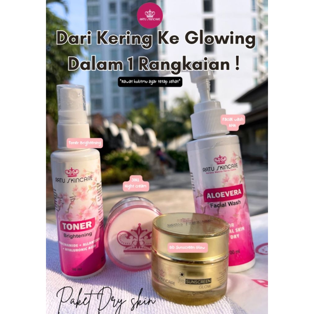 Ratu Skincare "Untuk Kulit Kering 2" with NIGHT 2 n pink Sunscreen
