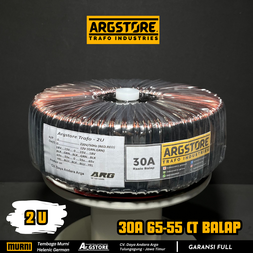 Trafo toroid donat 30A 65V CT 2u