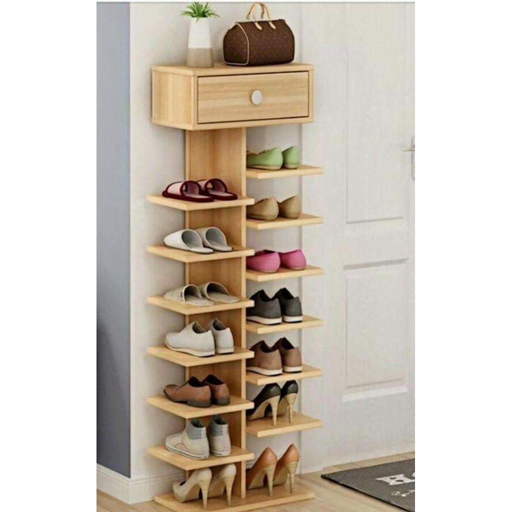 Rak sepatu dan penyimpanan tas minimalis kayu asli 100% original