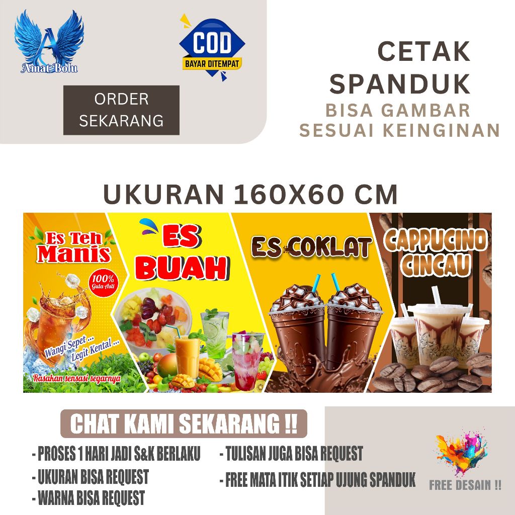Cetak Spanduk Banner ANEKA MINUMAN Costom Desain