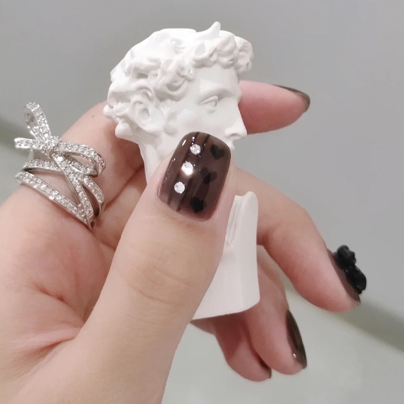 Kuku Palsu Wanita Nail Art Wedding Aesthetic Panjang Free Lem Kuat Lengkap Premium Terlaris D120