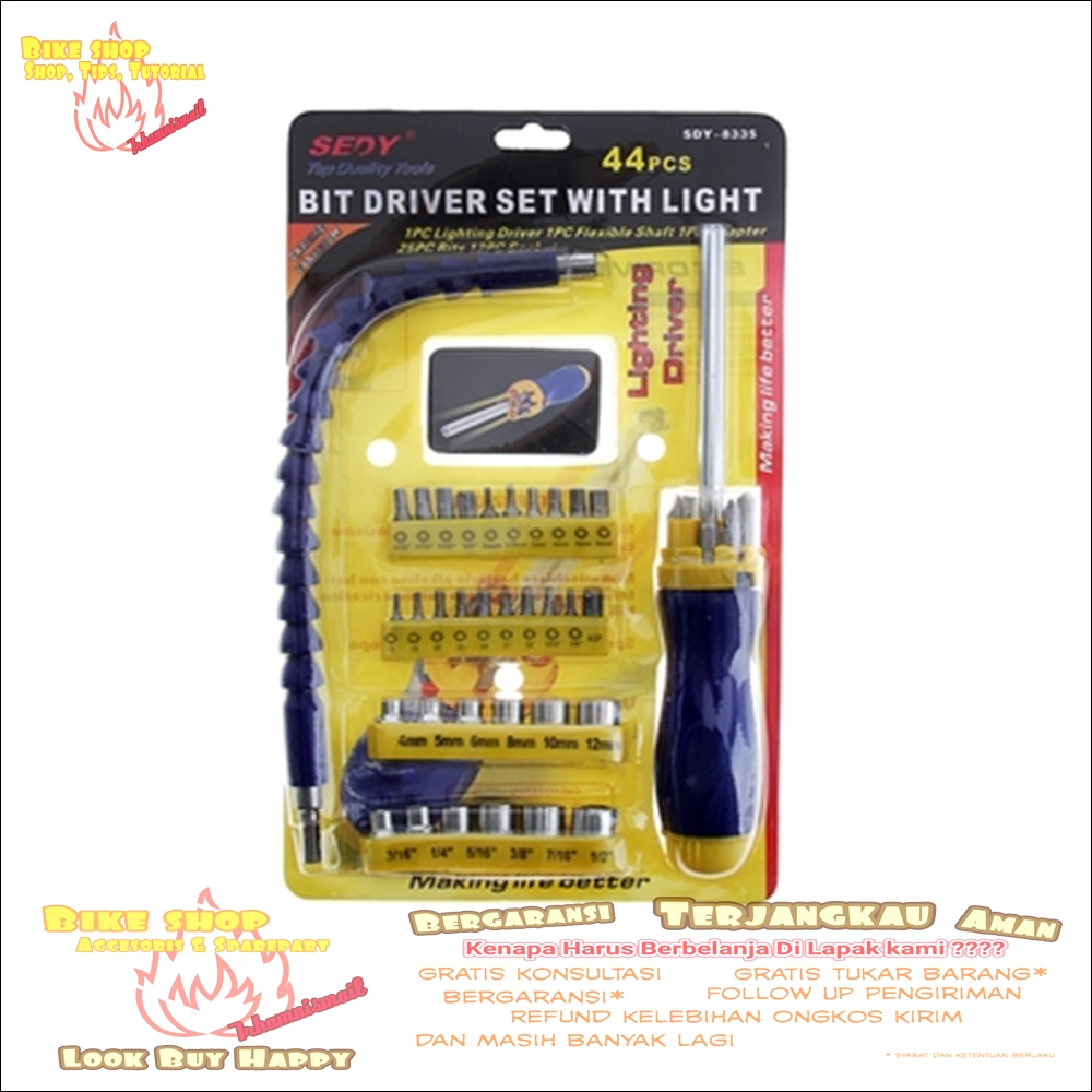 OBENG SET 44 MATA BERLAMPU & Ekstensi Mata Bor Fleksibel ALAT PERKAKAS TERMURAH