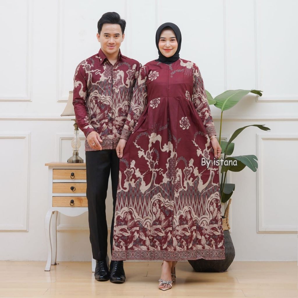 Batik Couple Terbaru terlaris elegan model kekinian dengan bahan berkualitas full katun prima gamis 