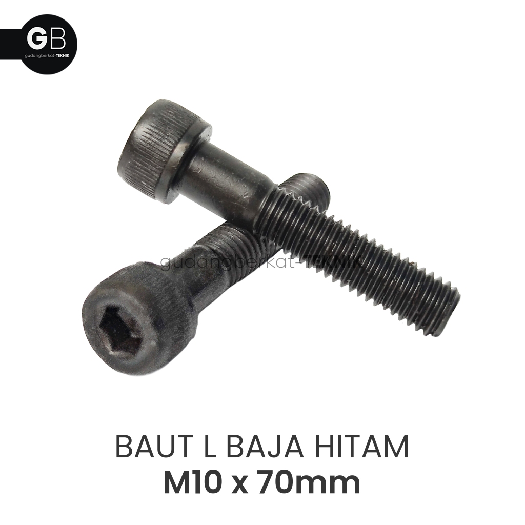 Baut L M10x70 / Baut Kunci L 10x70 Baja Hitam M10 x 70