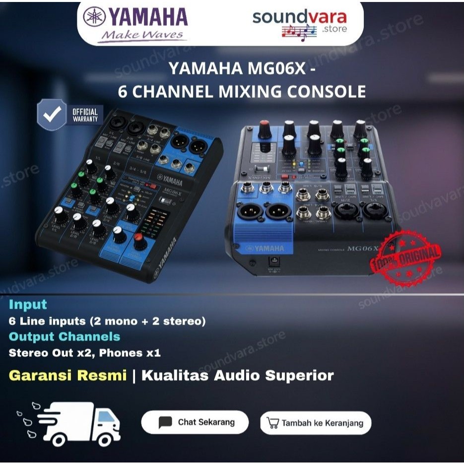 YAMAHA MG06X – Mixer Audio 6 Channel dengan Efek SPX Original