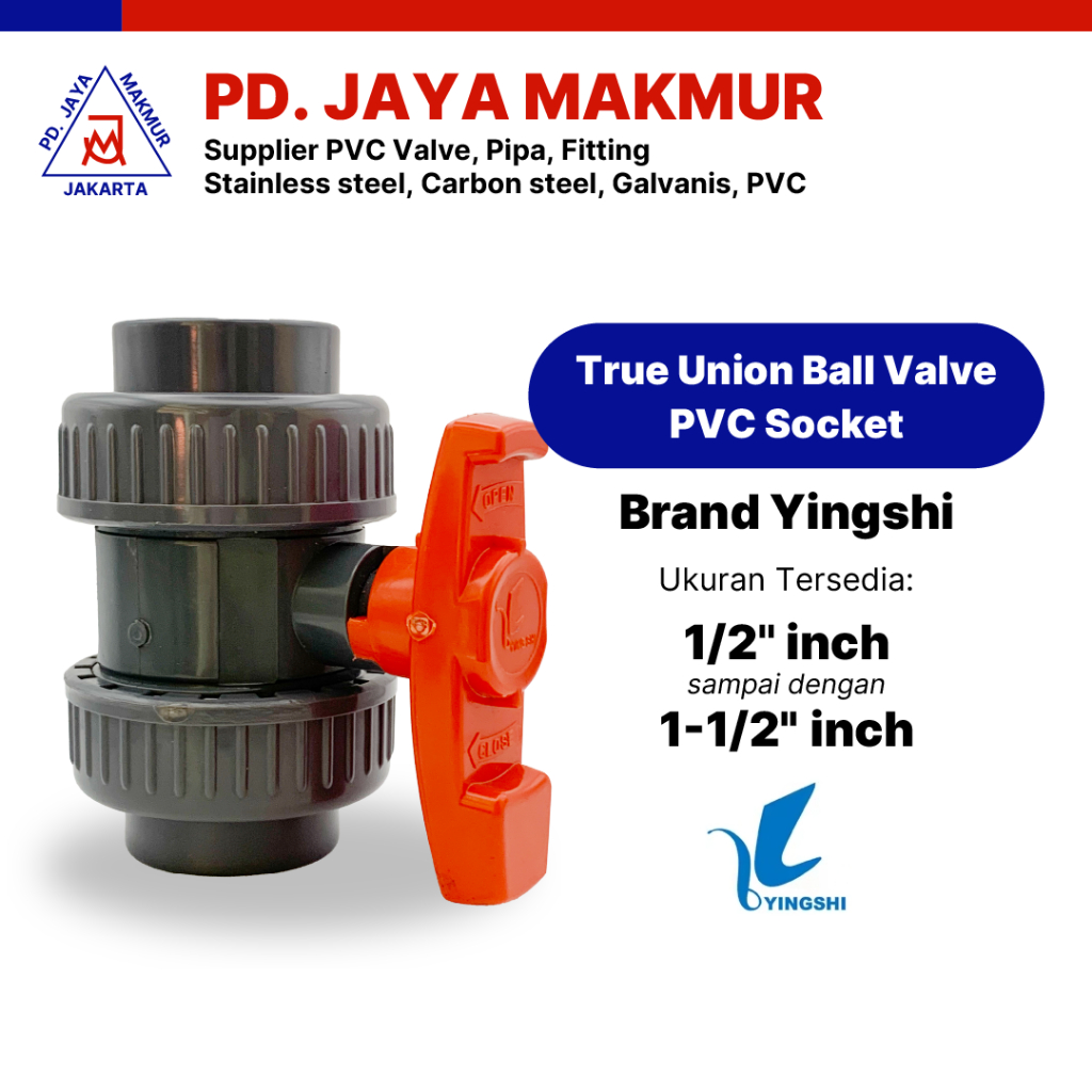 True Union Ball Valve PVC Socket - Brand Yingshi  Uk 1/2" 3/4" 1" 1-1/4" 1-1/2"