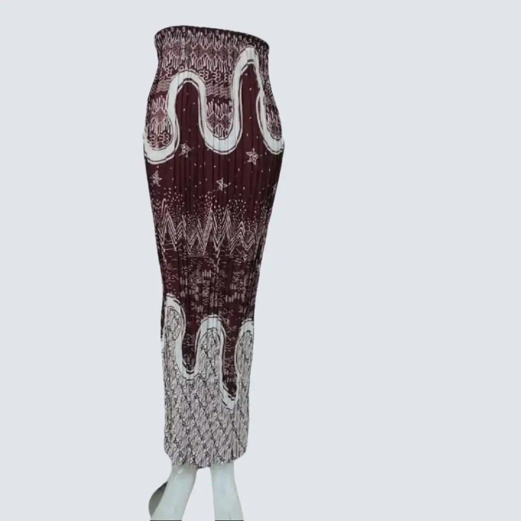 Rok Batik Wanita Model Plisket Bahan Semi Sutra Silky Motif 0008