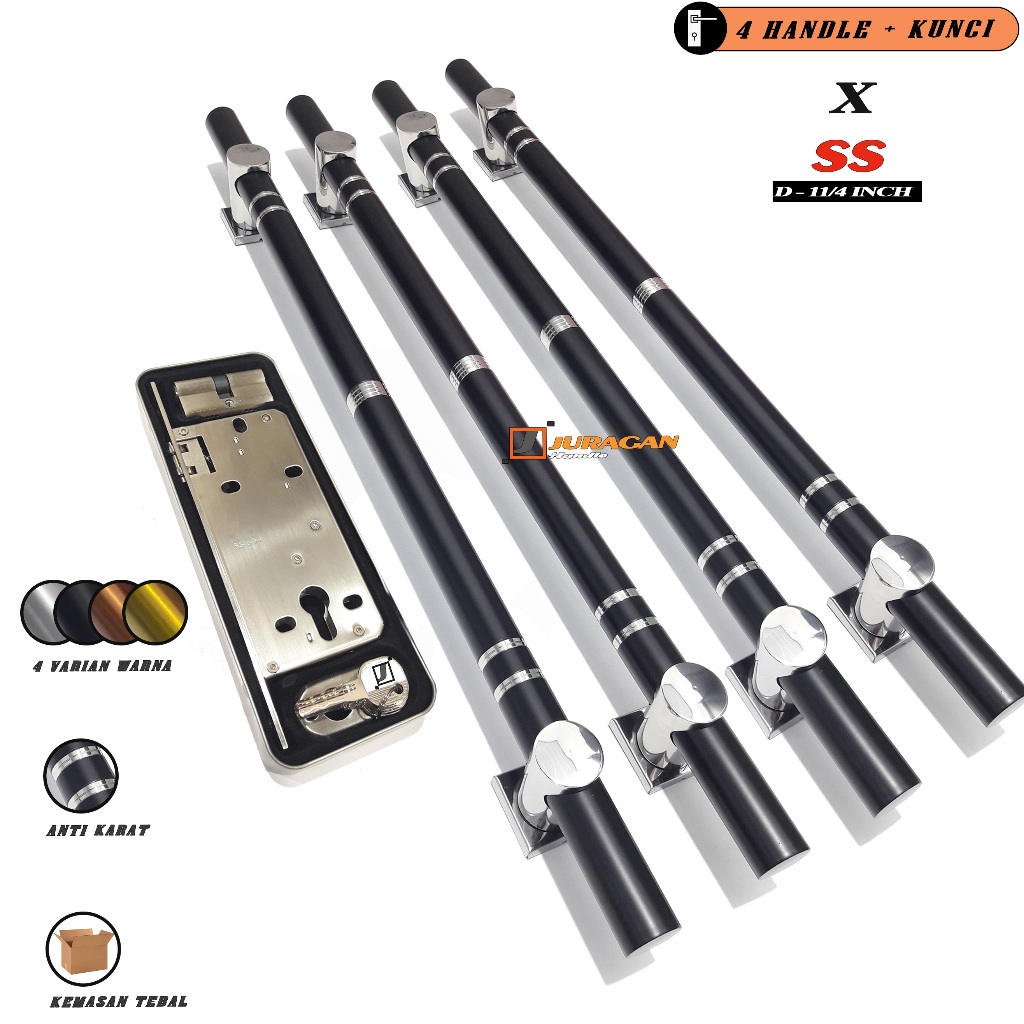 4 Handle Pintu Fullset Kunci Besar Gagang Pintu Kuputarung 1 Set Tarikan Pintu dua Daun Depan Utama