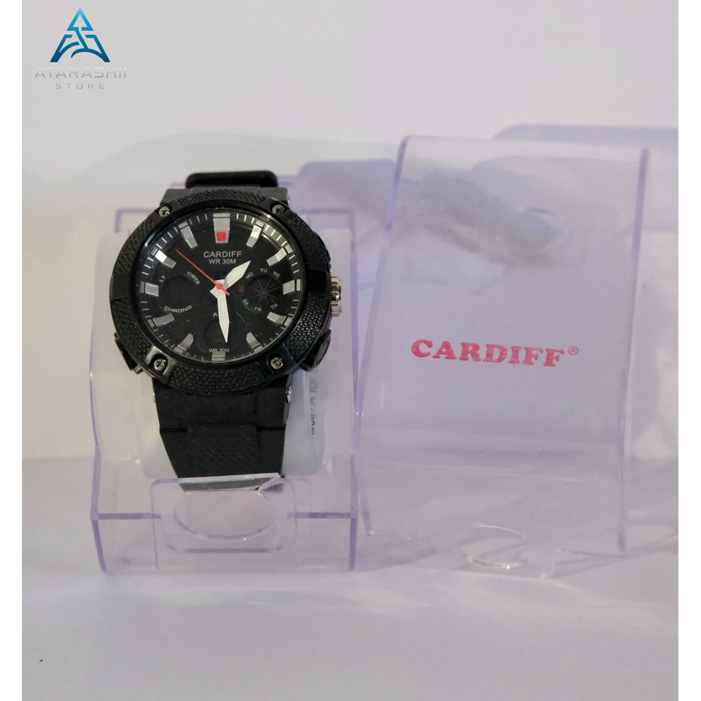 Jam Tangan Pria Dual Time Water Resist CARDIFF 2206