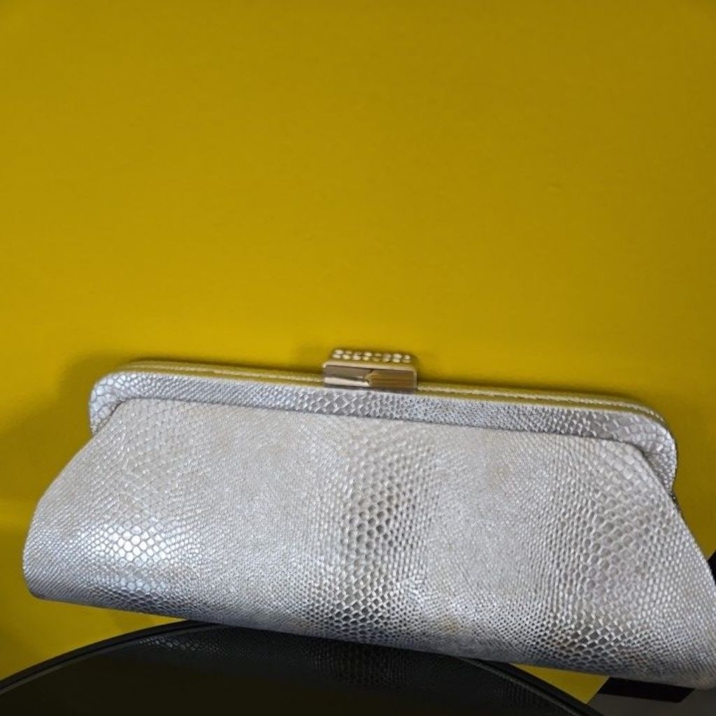 Tas PL pesta silver clutch plus handle