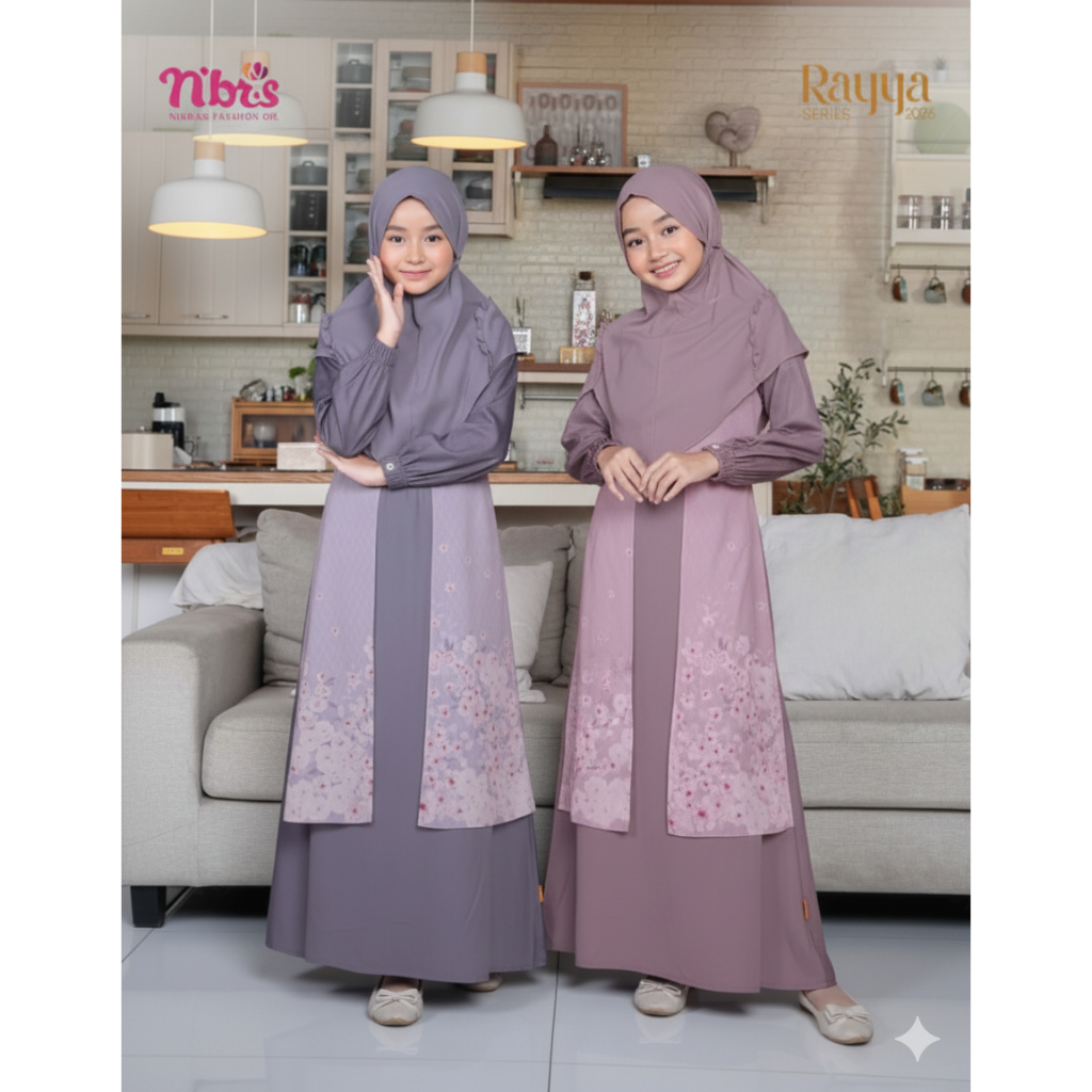 GAMIS ANAK NIBRAS IZADIA MAUVE LAVENDER BY NBRS FASHION DIARAYYAKU TERBARU 2026 BAJU BUSANA MUSLIM G