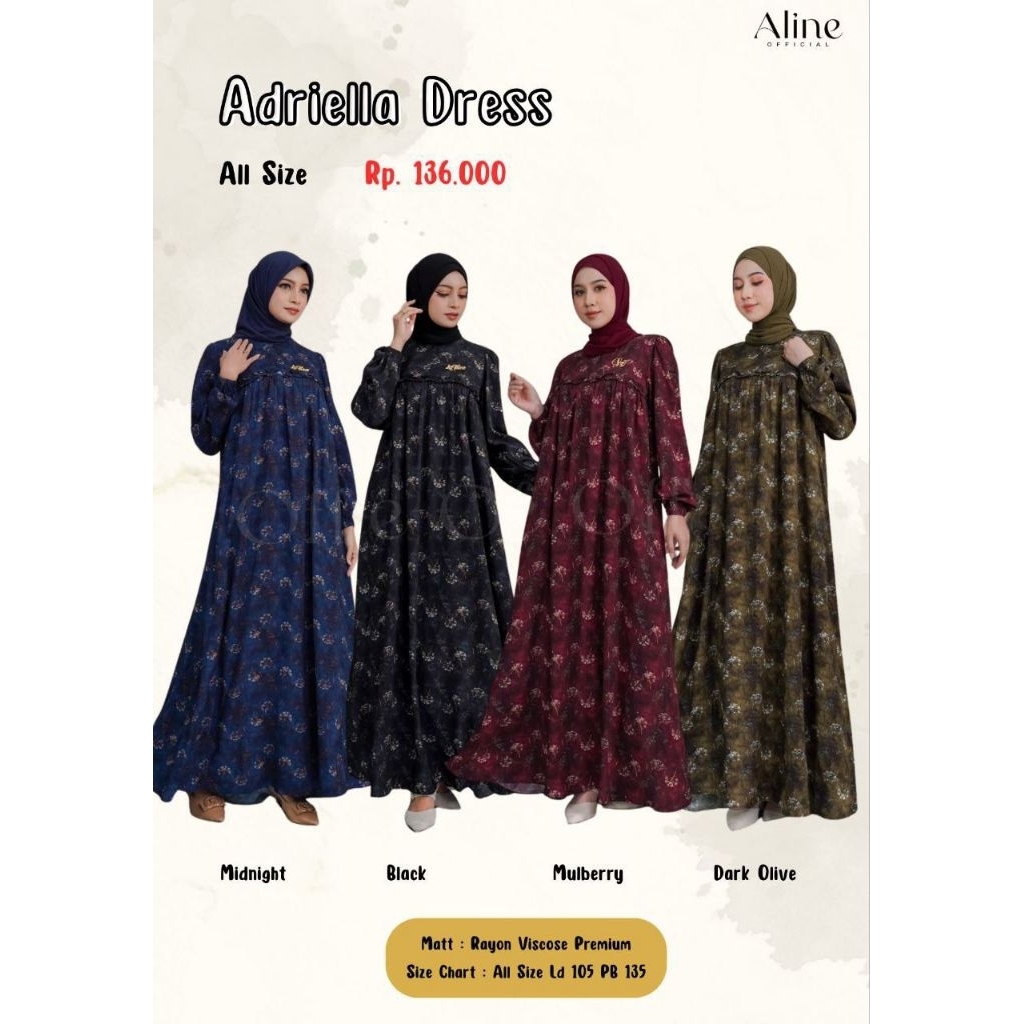 Adriella Dress | Dress Aline Official daster motif daster rumahan homee dress