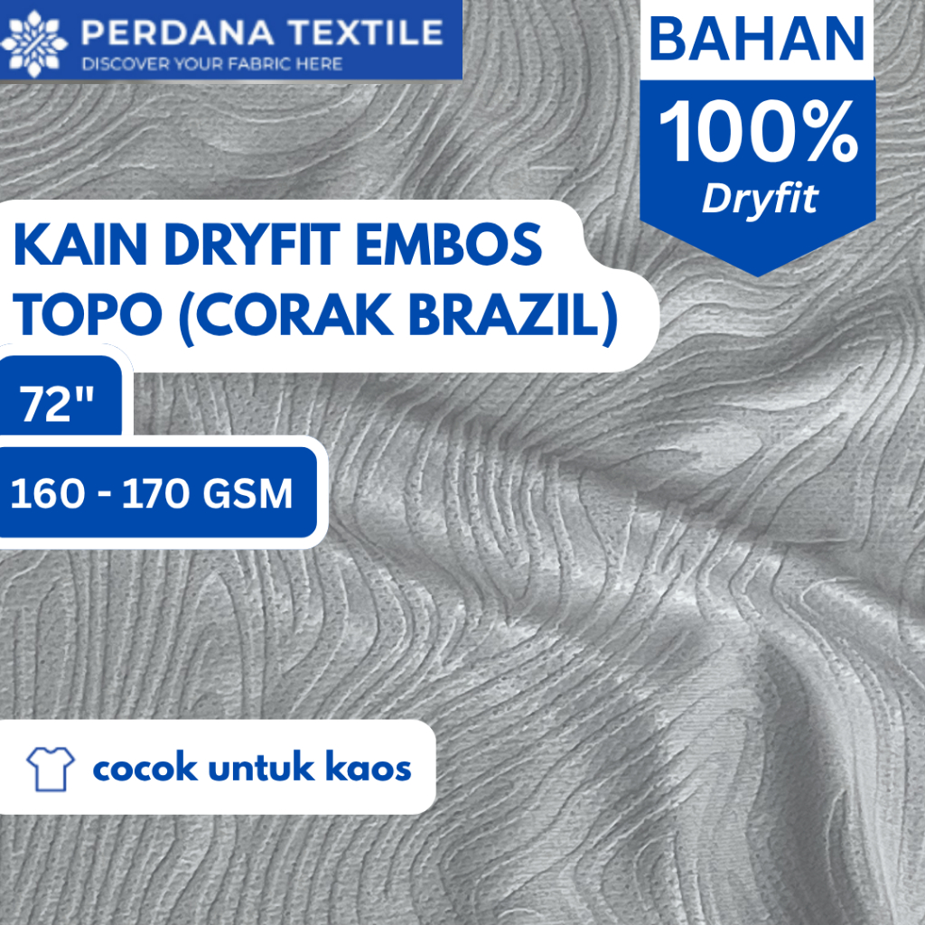 Kain Jersey Dryfit Embos Topo 72" 180 - 190 GSM Premium Jersey Dryfit  Perdana Textile