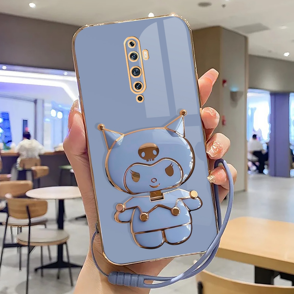 Case Oppo Reno 2F, 2Z Softcase Plating Terbaru With Stand Holder Mirror