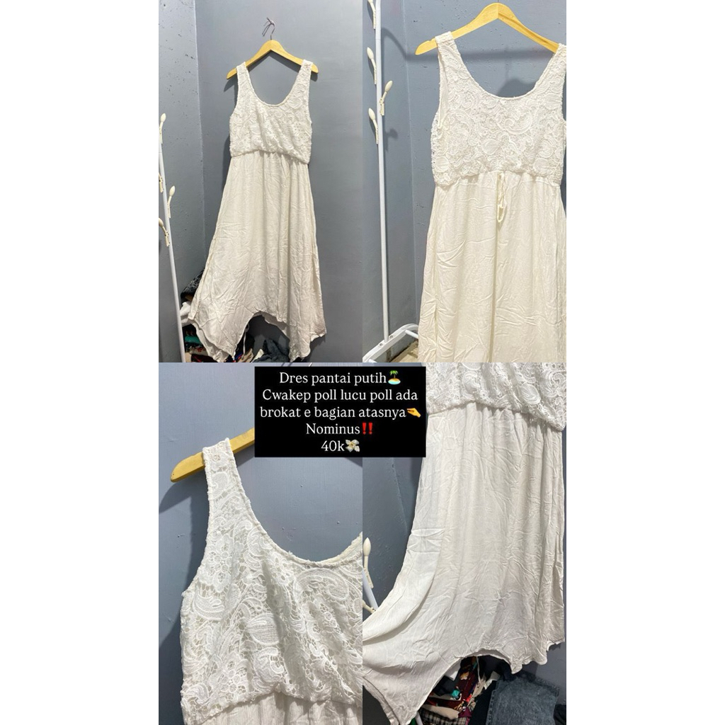 Preloved Dress Brukat Putih New