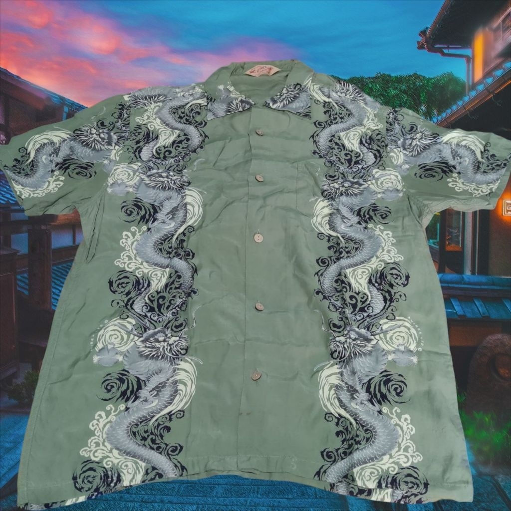 SUKAJAN AVIREX AUTHENTIC ARMY DRAGON KEMEJA RARE COLLECTION