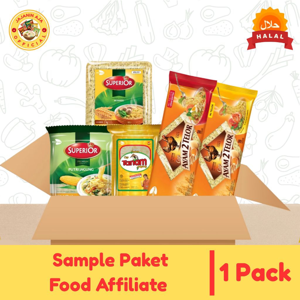 Sample Paket Food Affiliate | Paket Makanan Kering: Mi Telor, Bihun, Mi Bakso Untuk Konten Review Sh