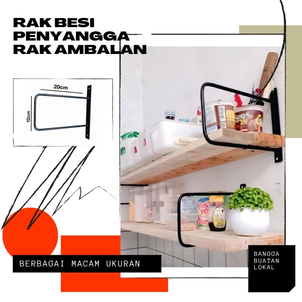 Rak Besi Penyangga Rak Ambalan/Rak siku /Rak Buku