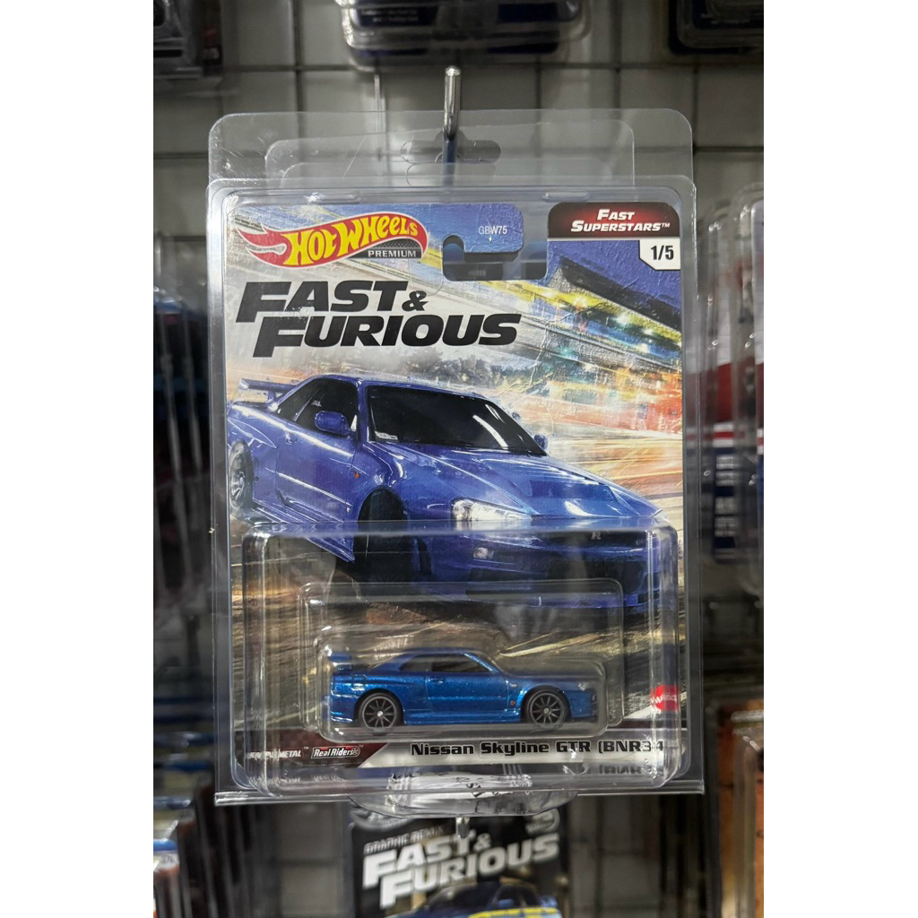 Hotwheels Premium Nissan GT-R BNR34 R34 Biru Fast & Furious FF