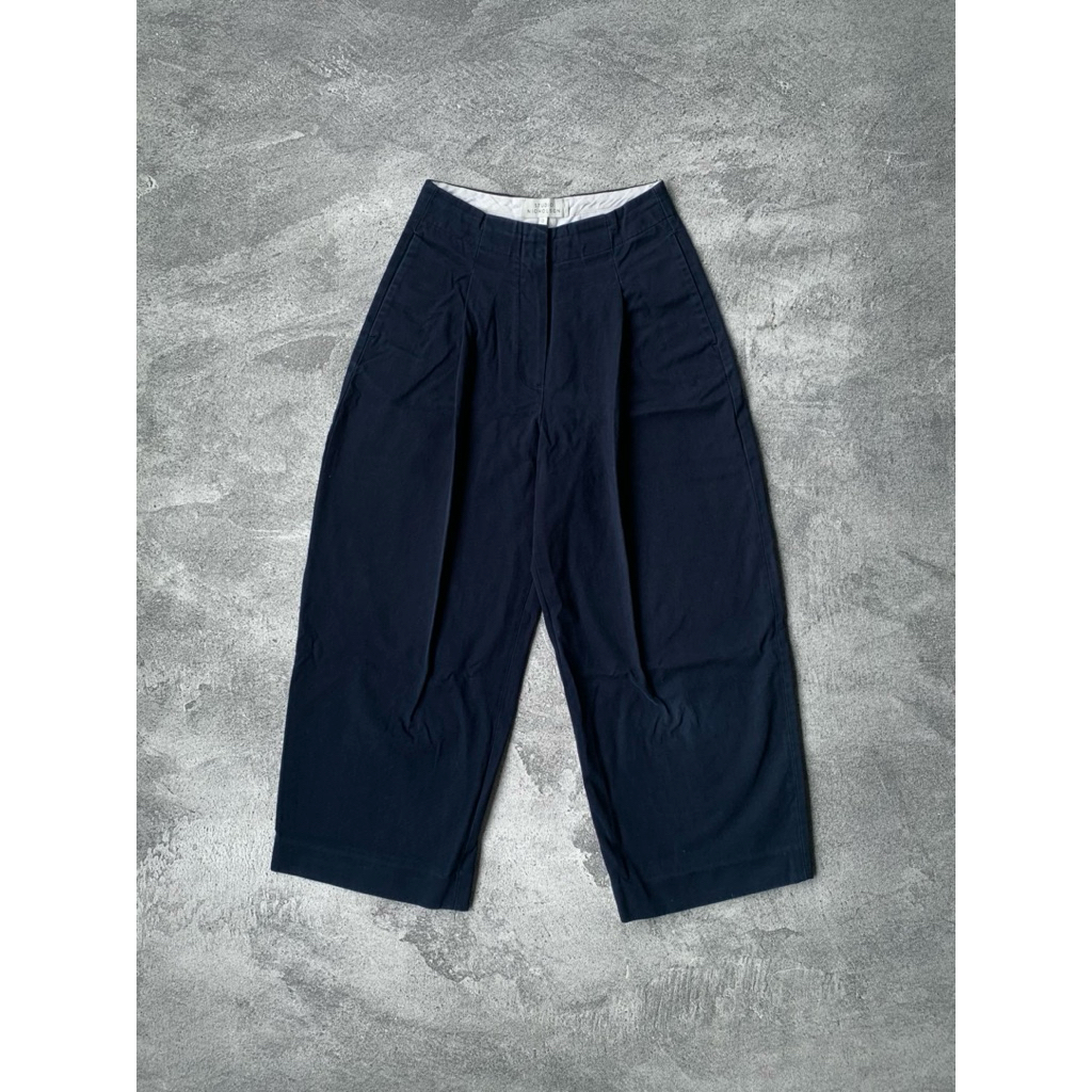 STUDIO NICHOLSON DORDONI TWILL NAVY BAGGY PANTS