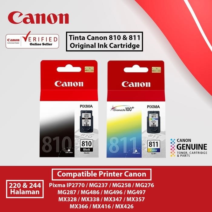 Tinta Canon 810 811 PG810 Black Dan CL811 Color Cartridge Canon 810 811 Original
