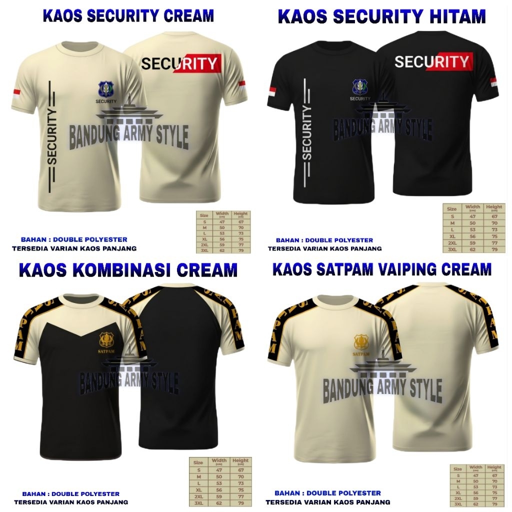 KAOS SATPAM TERBARU / BAJU SATPAM PENDEK / BAJU SATPAM PANJANG / KAOS OBLONG SATPAM