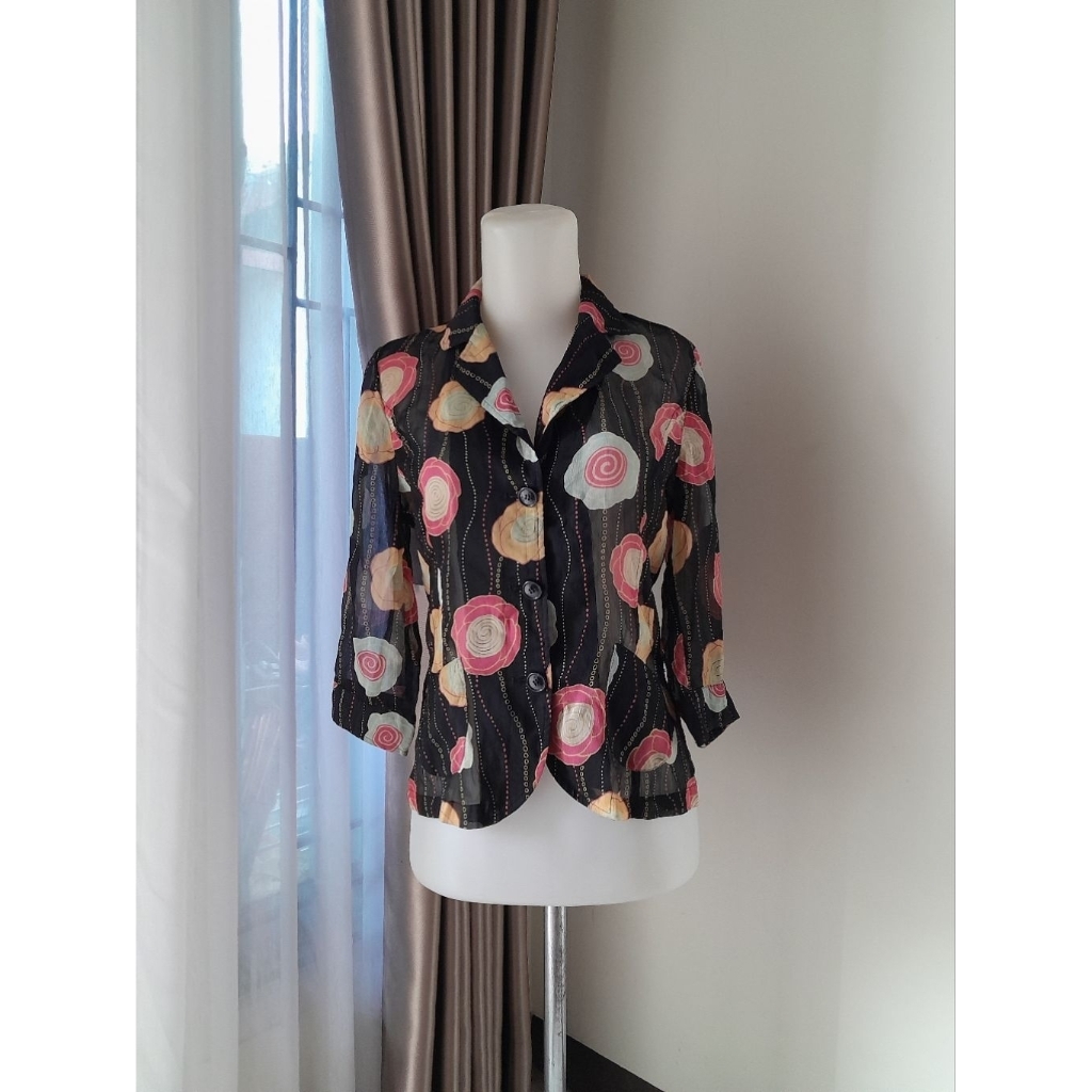 Blazer Vintage Motif, Kemeja Vintage Transparan, Kemeja Vintage, Atasan Vintage