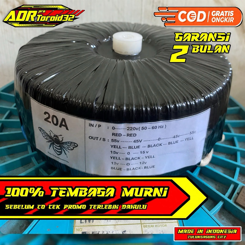 Trafo Donat 20A ct55 Bee full tembaga murni import