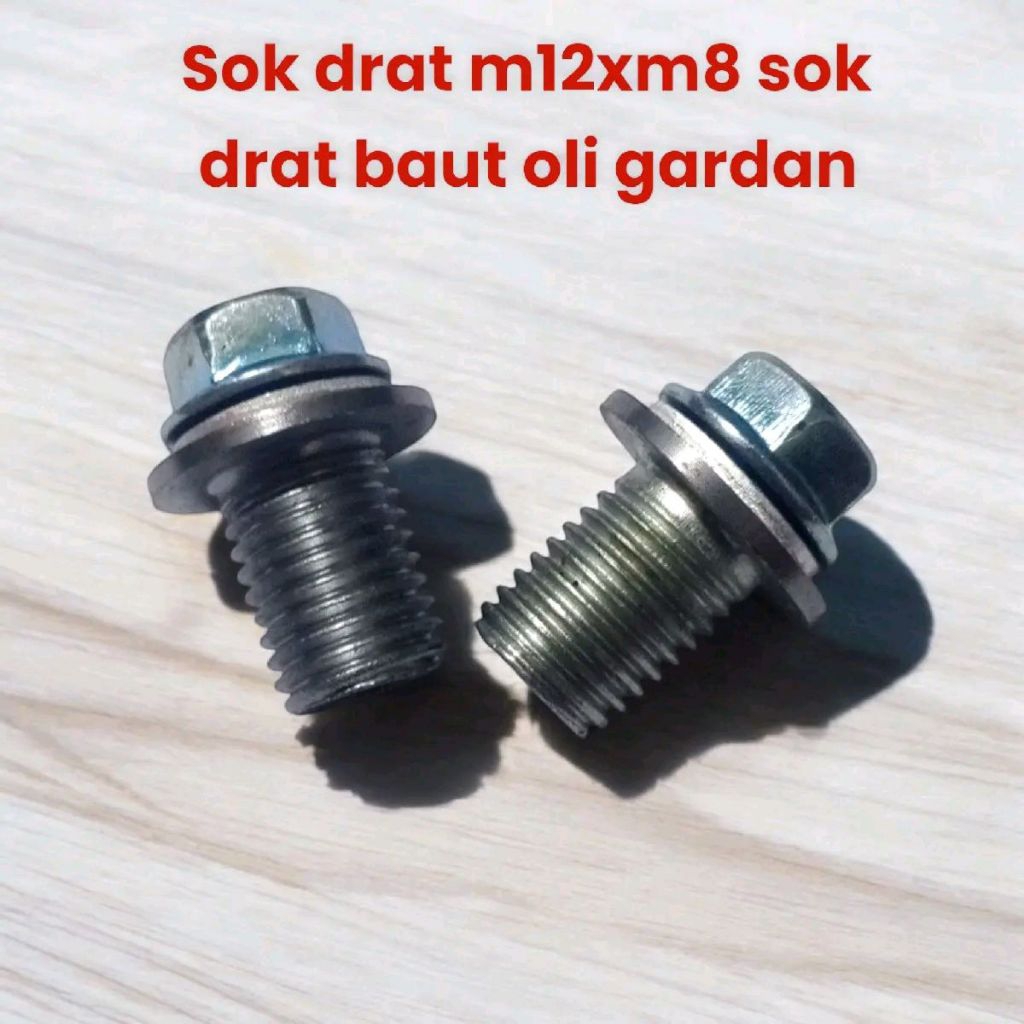 1set Sok Drat M12xM8 drat halus Bos Drat Baut Oli Gardan Vario Beat Genio Kunci 12 bukan kunci 17