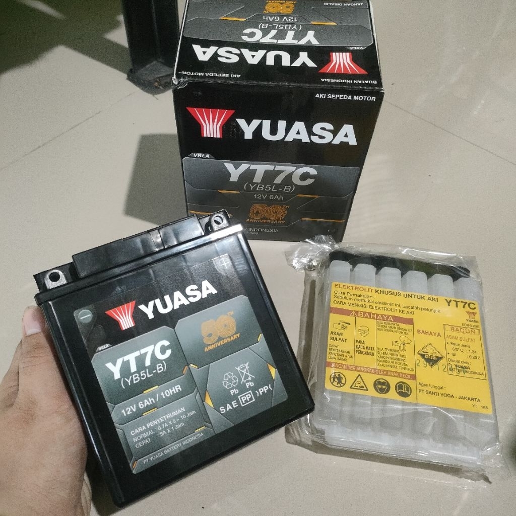 Aki Yuasa YT7C Kering Untuk Motor Grand Supra X Jupiter Z Smash Original Yuasa