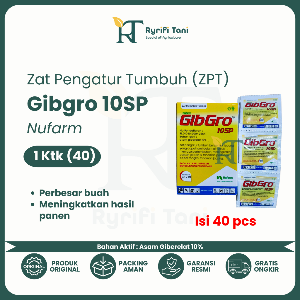 Nufarm - Zat Pengatur Tumbuh (ZPT) GIBGRO 10SP 1Gram/Gibgro 10SP Pembesar Buah (Isi 40)