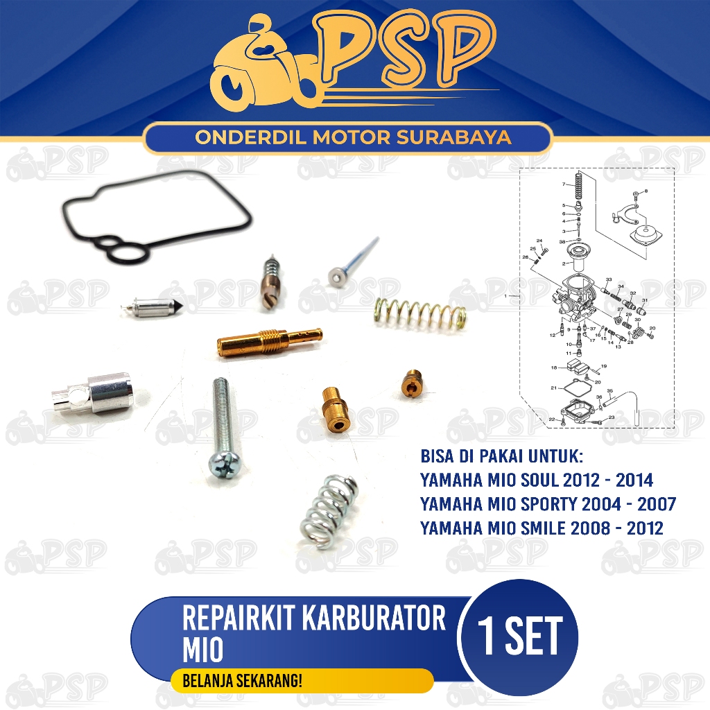 Repairkit Karburator Mio - Repair Kit Carburator Parkit Spuyer Karbu Assy Yamaha Mio Sporty Mio Soul