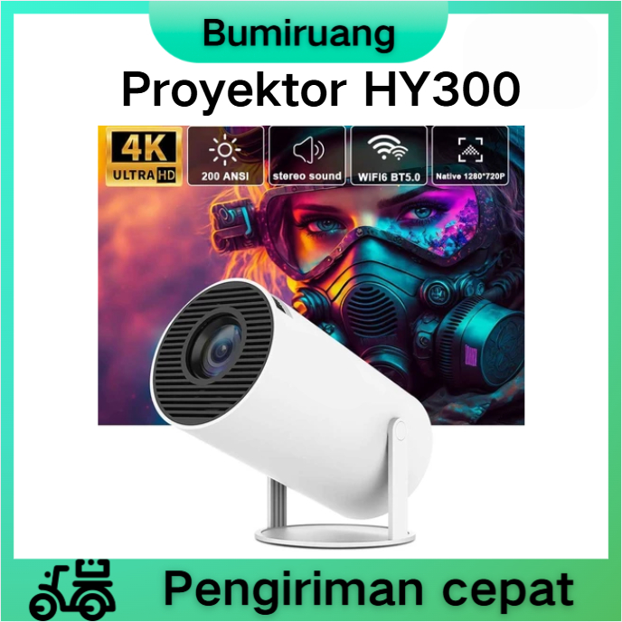 NEW  BumiRuang HY300 Proyektor Android 11.0 Bluetooth Proyektor 2.4+5G Wifi 6 Portabel Mini LCD