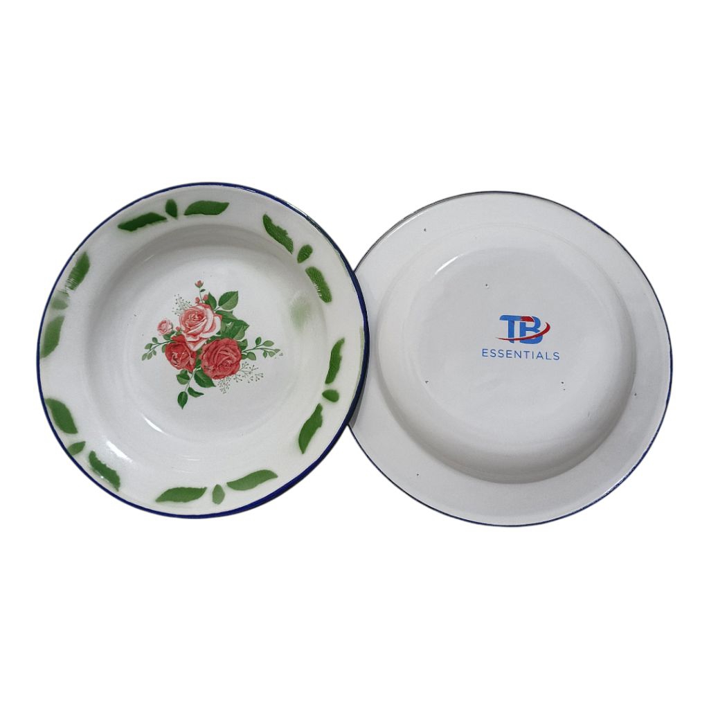 Piring seng enamel bunga / Piring enamel kembang / Piring seng Jadul (1lusin)
