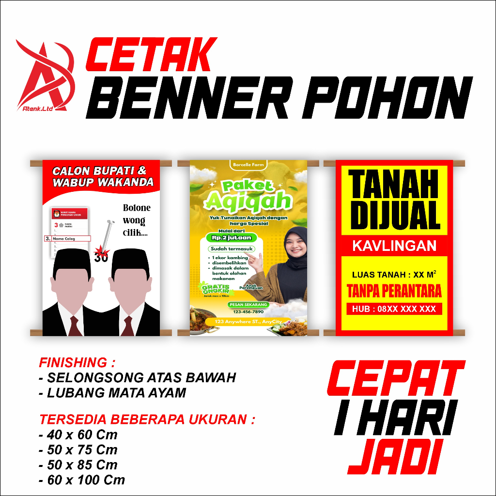 BANNER POHON, BANNER RONTEG, SPANDUK MMT PINGGIR JALAN, BANNER CALEG
