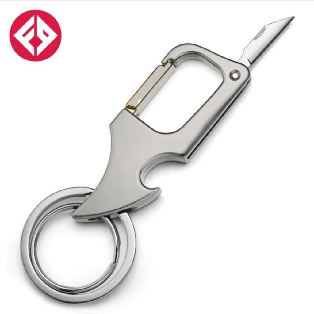 Gantungan Kunci Carabiner Pisau Mini Pembuka Tutup Botol