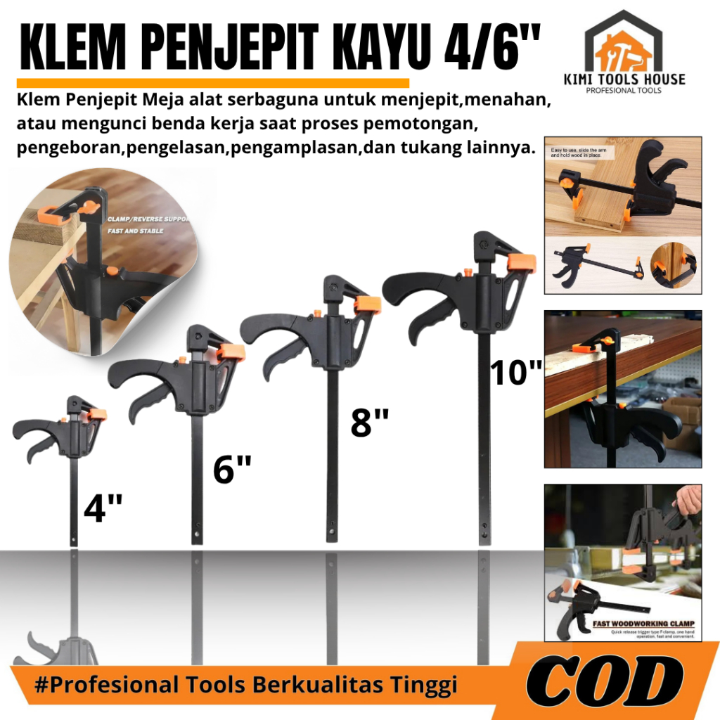 Klem Penjepit Kayu 4 Inchi 6 Inchi Kunci Perkakas Terbaik Clamp F Bar Catok Alat Penjepit Press Kayu