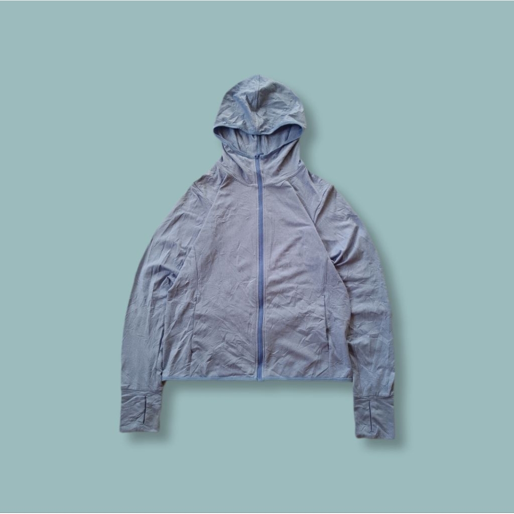 Uniquesport - Jaket Olahraga Running Uniqlo AIRism UV Cut Cornflower Blue Second S-M