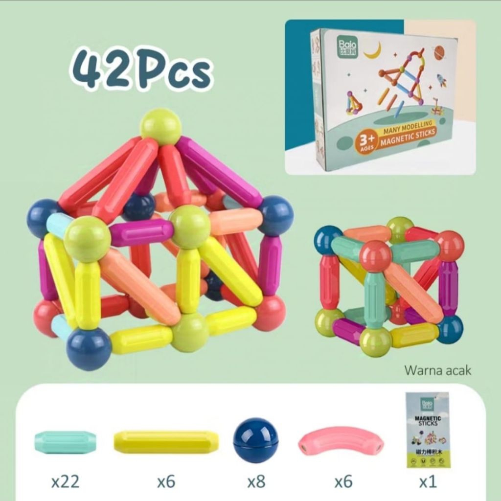 42pc magnetic stick ball/magnetic building/mainan edukasi anak/kado ulang tahun anak-magnetic stick 