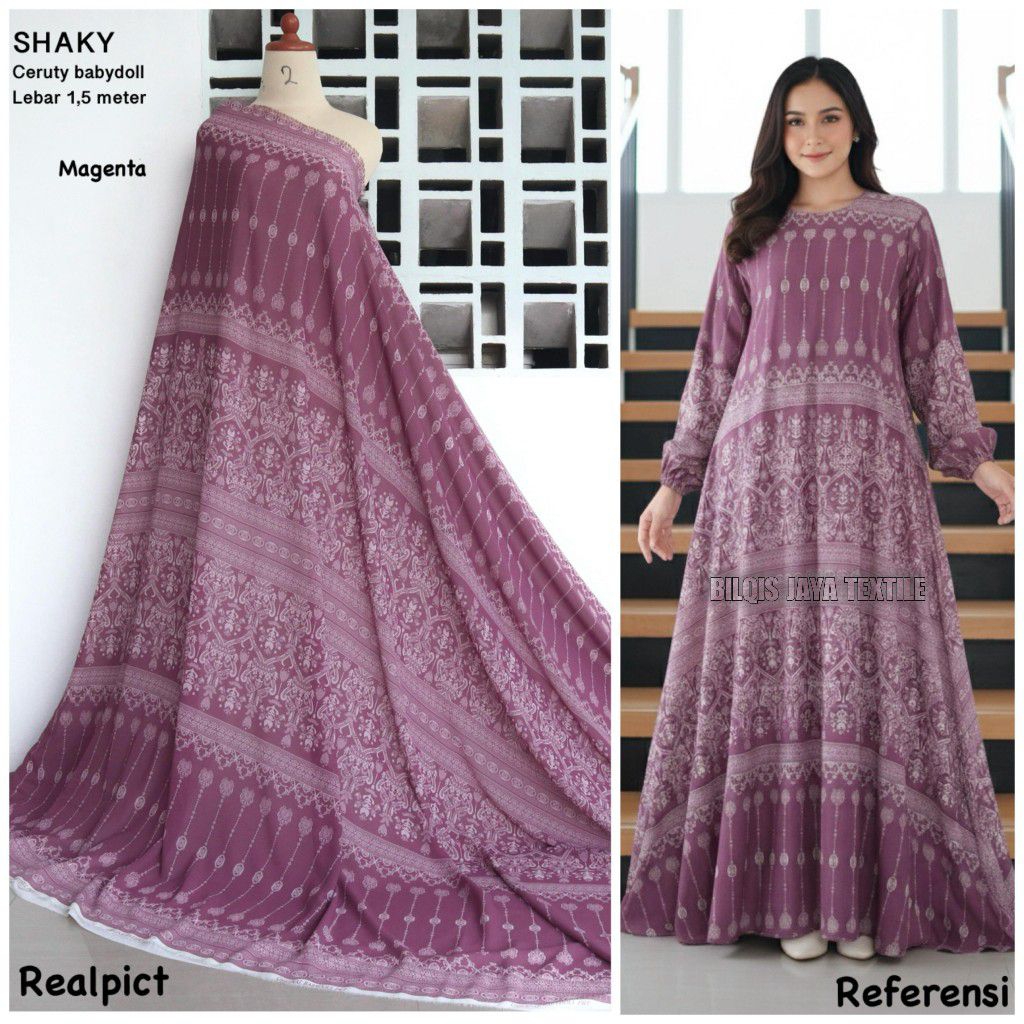 Kain meteran ceruti babydoll premium | kain ceruti motif etnik | gamis ceruti babydoll | kain gamis 