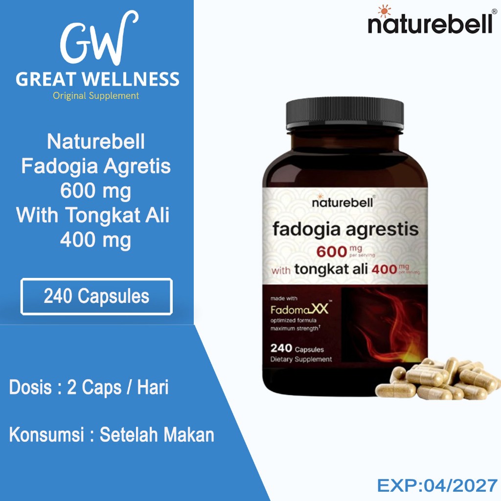 (BISA COD) Naturebell Fadogia Agrestis 600mg Complexed with Tongkat Ali (Longkjack) 400mg isi 240