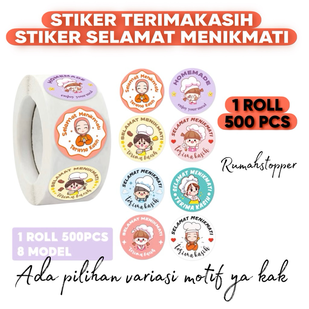 Stiker Terimakasih / Stiker Selamat Menikmati 1 roll isi 500pcs