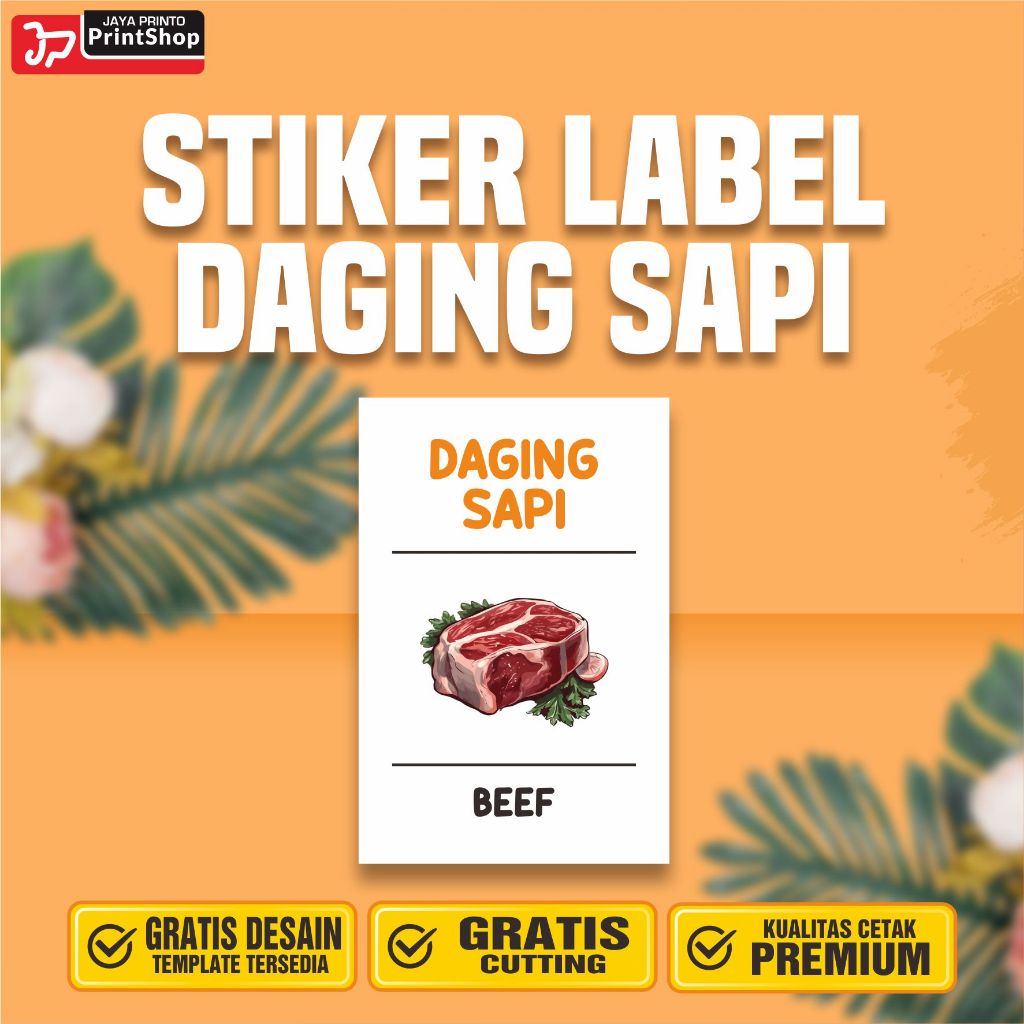 Stiker Label Makanan Beku Daging Sapi Ready Tahan Air_STICKER