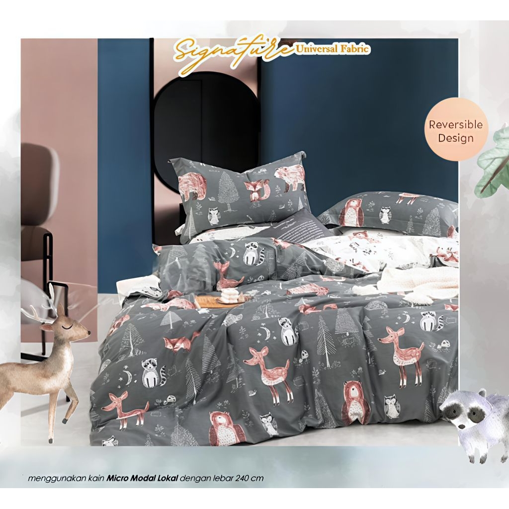 Sprei anak motif binatang animal forest sprei anak karakter lucu free anti geser sprei90x200 sprei10