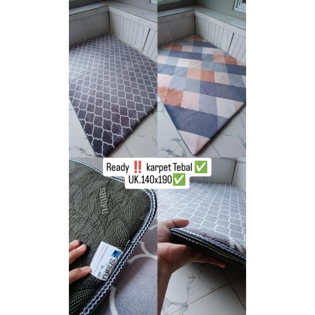 KARPET TEBAL BUSA MALAYSIA MINIMALIS EMPUK ANTI SLIP AMBAL MOTIF KEMBANG & BUNGA UKURAN 140x190 CM