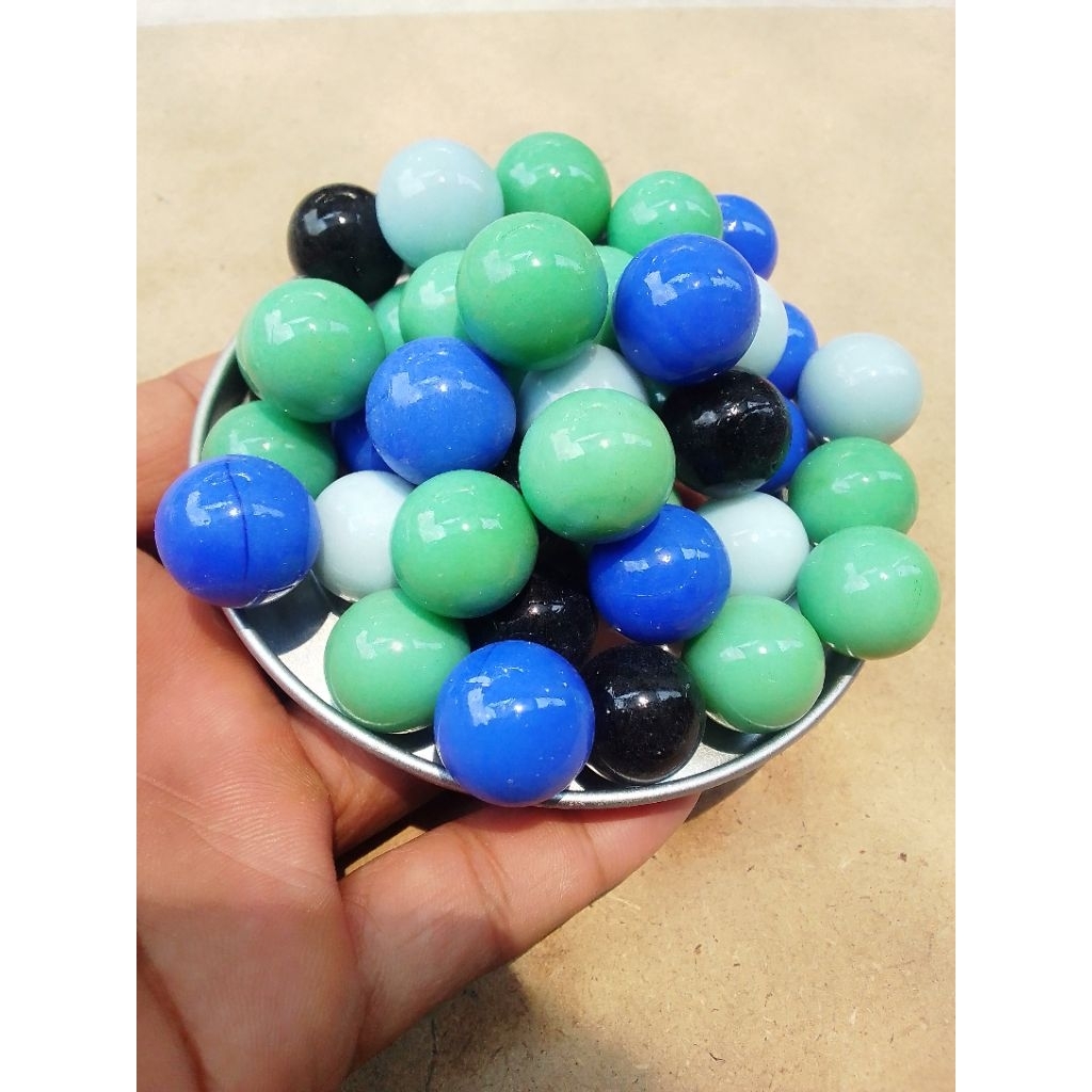 50 Biji Kelereng Kleci Gundu Ukuran Sedang Kelereng Keramik Warna Campur